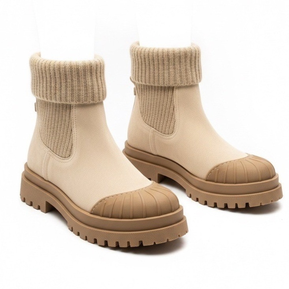 Sam Edelman Steele Oat‎ Suede Knit Cuff Combat Boots Women's, Size 7M, NIB